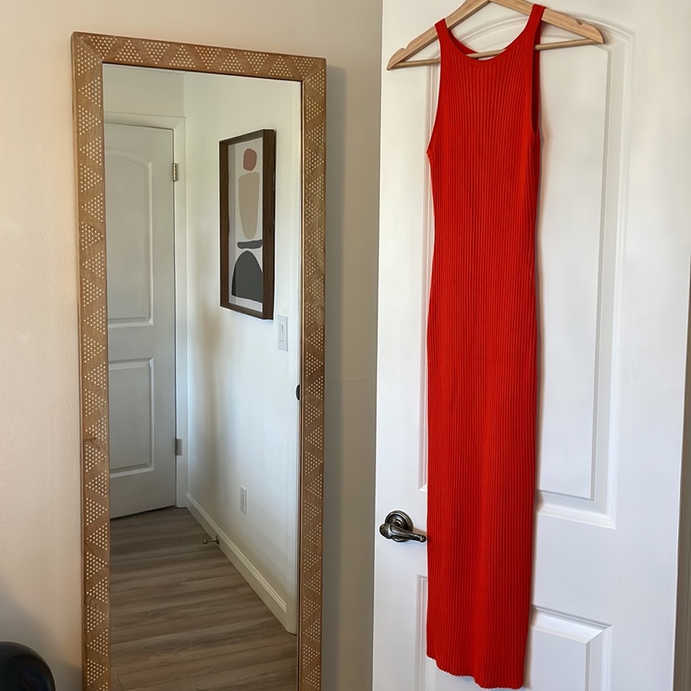 High neck ribbed midi dress
